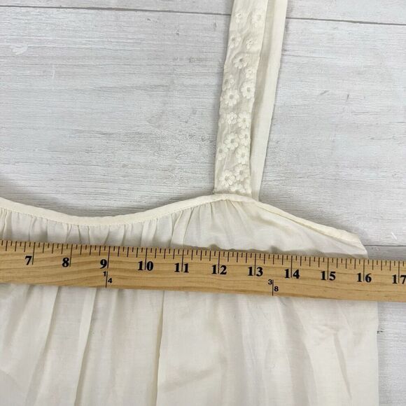 Anthropologie Pepin Tiered Swing Dress Size 2 Cream Embroidered Sleeveless Beach - Picture 11 of 13